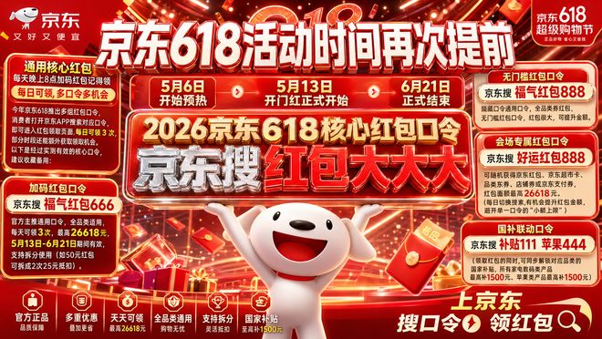2026京东618预热5月6日_加码红包口令领取攻略_2026京东618活动时间